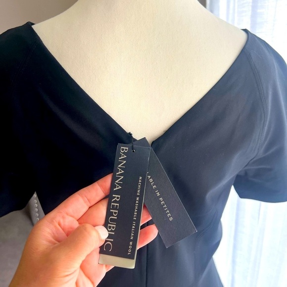 💎😍 Made in Italy 😍🔥 Banana Republic Black V-Neck Sheath Dress Cocktail Midi - Picture 3 of 14